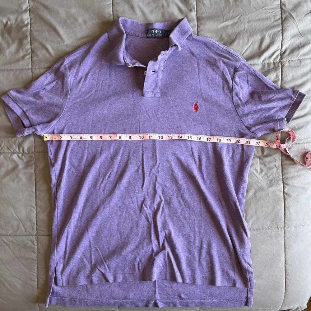 Polo Ralph Lauren Large Men's Purple Short Sleeve Shirt Red Pony Cotton Preppy